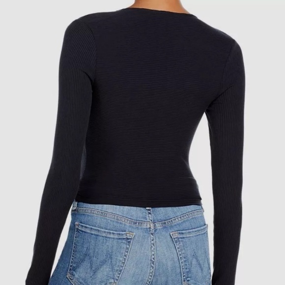 NEW Jonathan Simkhai {$225} Women's Black Ribbed Bustier Long-Sleeve Crop Top Lg - Picture 11 of 11